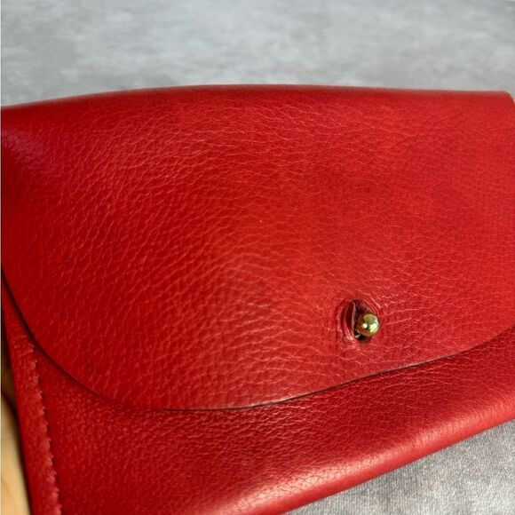 RARE Libby Lane Red Pebbled Leather Envelope Small Pouch Clutch Bag - Picture 7 of 9